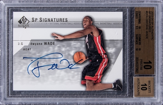 2003-04 Upper Deck SP Authentic Signatures #DYA Dwyane Wade Signed Rookie Card - BGS PRISTINE 10/BGS 10
